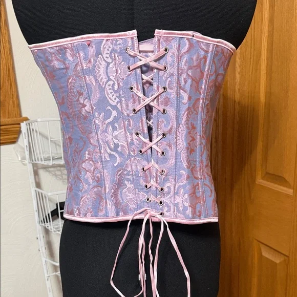 Pink Lilac Brocade Corset Top - Picture 2 of 4